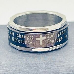 Serenity Prayer Spinner Inspirational Ring. Stainless Steel. Size 5 1/2